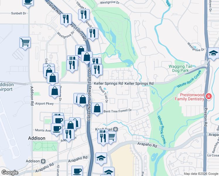 map of restaurants, bars, coffee shops, grocery stores, and more near in Dallas
