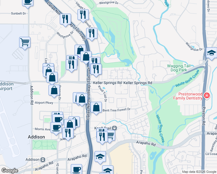 map of restaurants, bars, coffee shops, grocery stores, and more near in Dallas