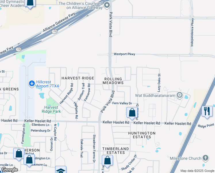 map of restaurants, bars, coffee shops, grocery stores, and more near 13209 Fiddlers Tr in Fort Worth