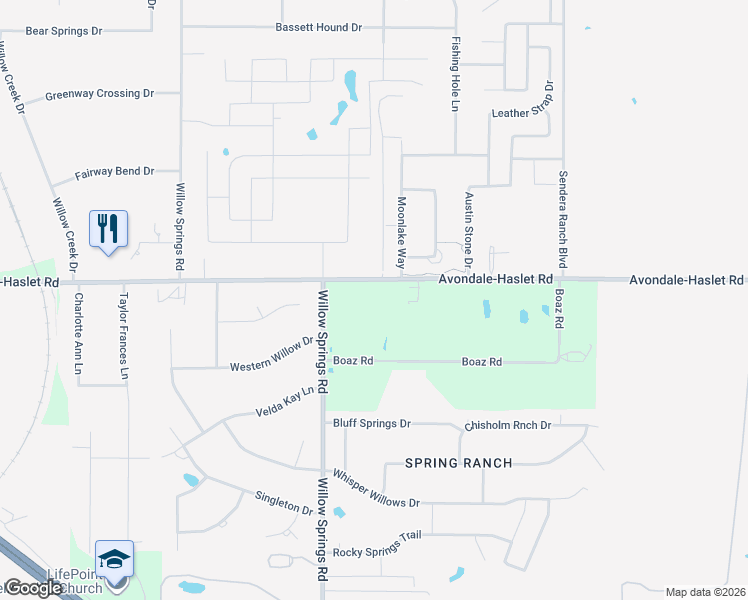 map of restaurants, bars, coffee shops, grocery stores, and more near 1449 Avondale Haslet Road in Haslet