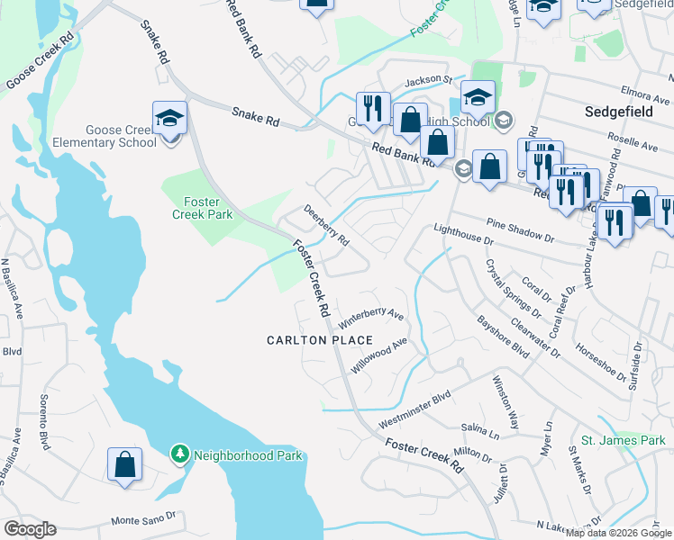 map of restaurants, bars, coffee shops, grocery stores, and more near 1298 Hibiscus Drive in Hanahan