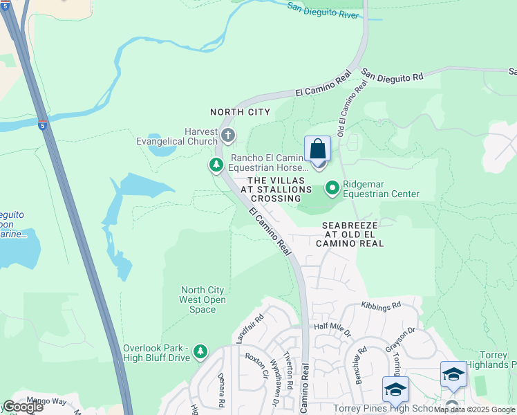 map of restaurants, bars, coffee shops, grocery stores, and more near 13732 Rosecroft Way in San Diego