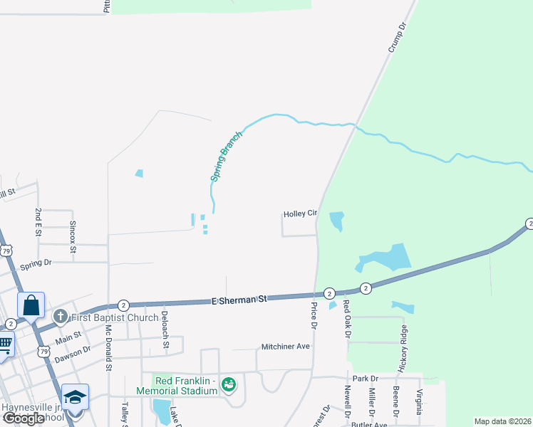 map of restaurants, bars, coffee shops, grocery stores, and more near 3277 Holley Circle in Haynesville