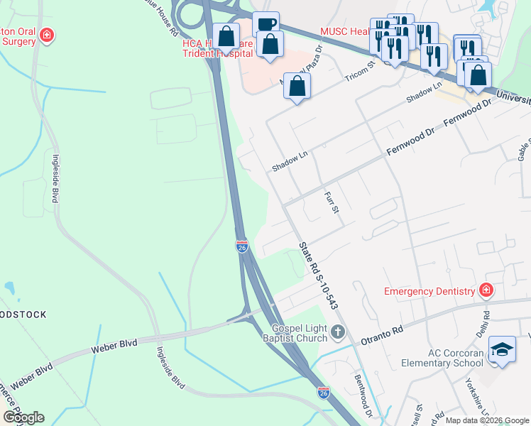 map of restaurants, bars, coffee shops, grocery stores, and more near 8947 Salamander Road in North Charleston