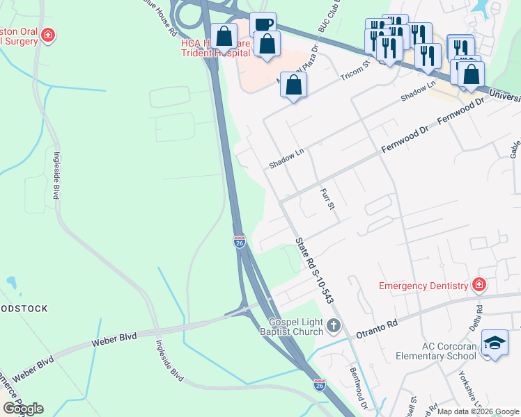map of restaurants, bars, coffee shops, grocery stores, and more near 8947 Salamander Road in North Charleston