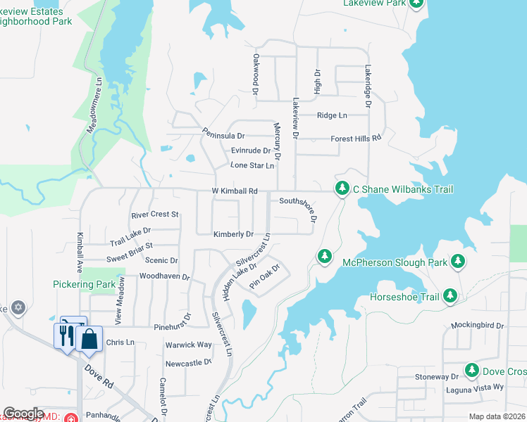 map of restaurants, bars, coffee shops, grocery stores, and more near 2933 Silvercrest Lane in Grapevine