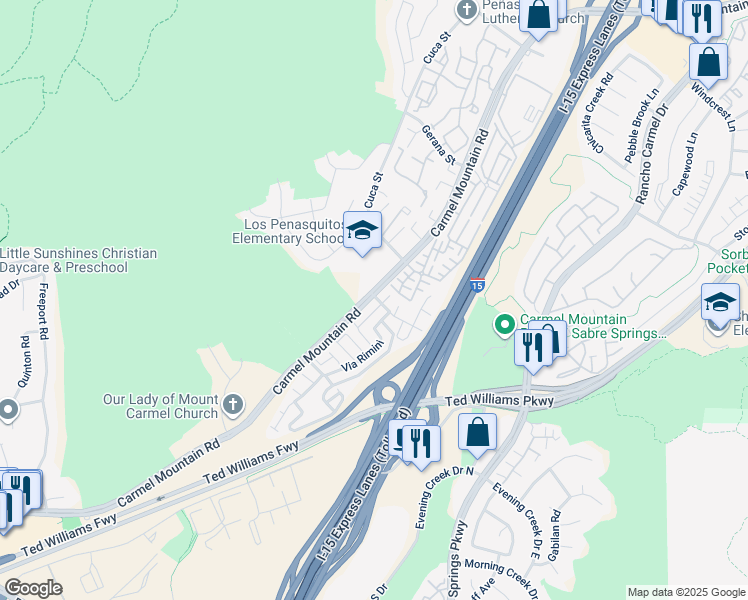 map of restaurants, bars, coffee shops, grocery stores, and more near in San Diego