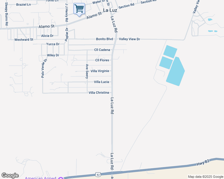 map of restaurants, bars, coffee shops, grocery stores, and more near 83 La Luz Road in Alamogordo