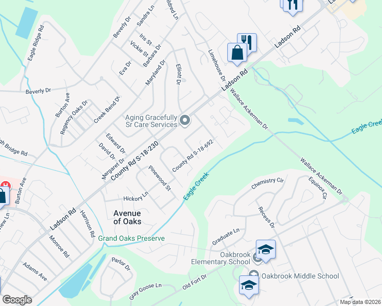 map of restaurants, bars, coffee shops, grocery stores, and more near 116 Flamingo Drive in Ladson