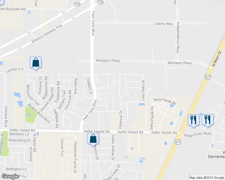 map of restaurants, bars, coffee shops, grocery stores, and more near 4612 Sleepy Meadows Drive in Keller
