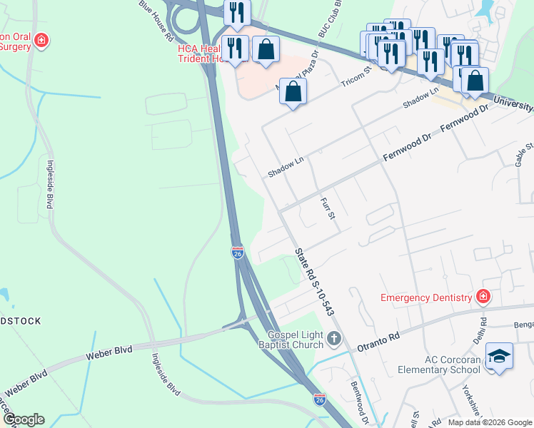 map of restaurants, bars, coffee shops, grocery stores, and more near 8947 Salamander Road in North Charleston