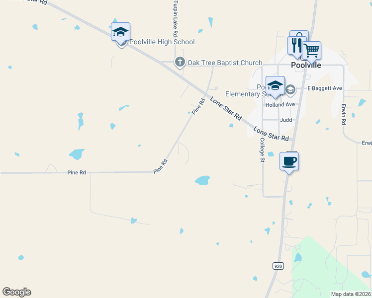 map of restaurants, bars, coffee shops, grocery stores, and more near 489 Pine Road in Poolville