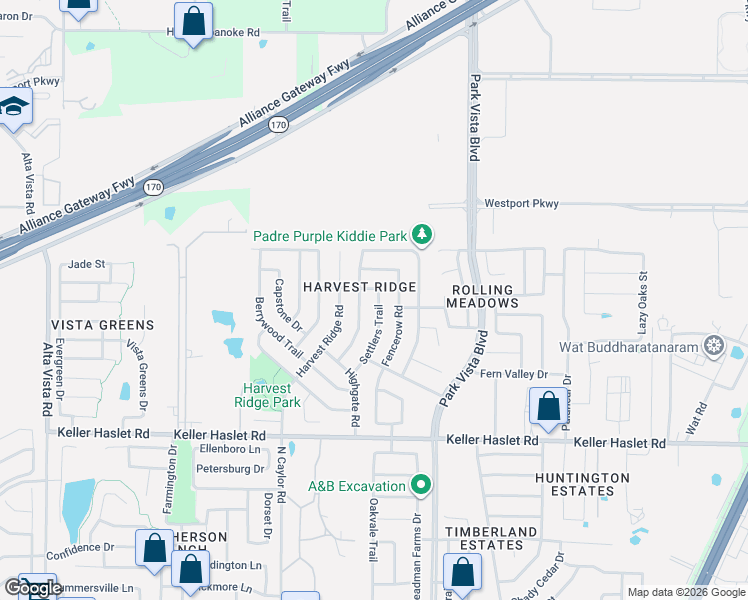 map of restaurants, bars, coffee shops, grocery stores, and more near 13220 Fieldstone Road in Fort Worth
