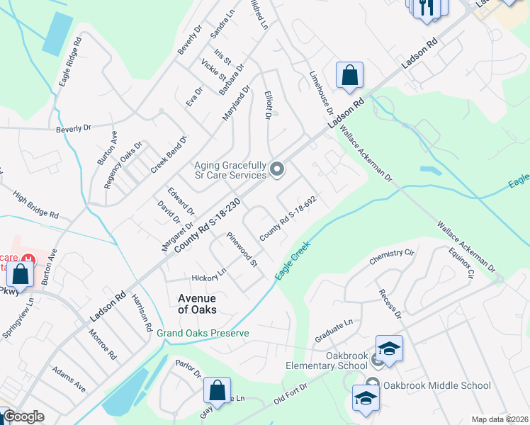 map of restaurants, bars, coffee shops, grocery stores, and more near 105 Heron Court in Ladson