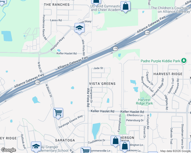 map of restaurants, bars, coffee shops, grocery stores, and more near 3713 Verde Drive in Fort Worth