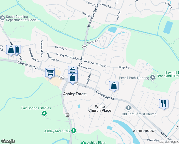 map of restaurants, bars, coffee shops, grocery stores, and more near 200 Holly Avenue in Summerville