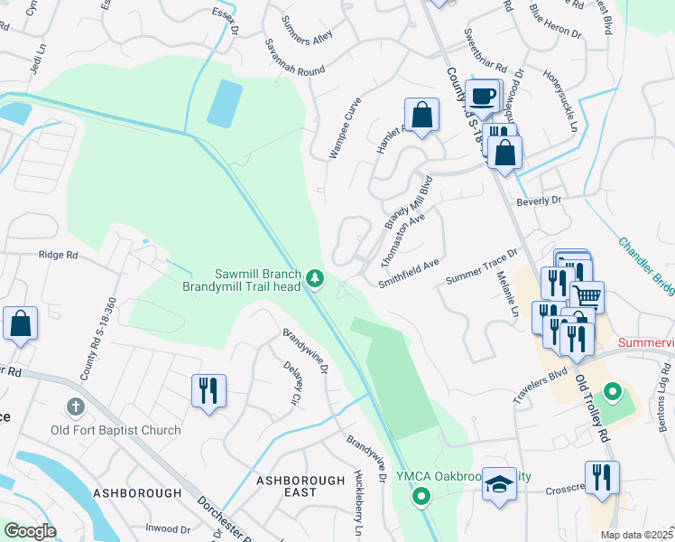 map of restaurants, bars, coffee shops, grocery stores, and more near 154 Wainwright Manor in Summerville