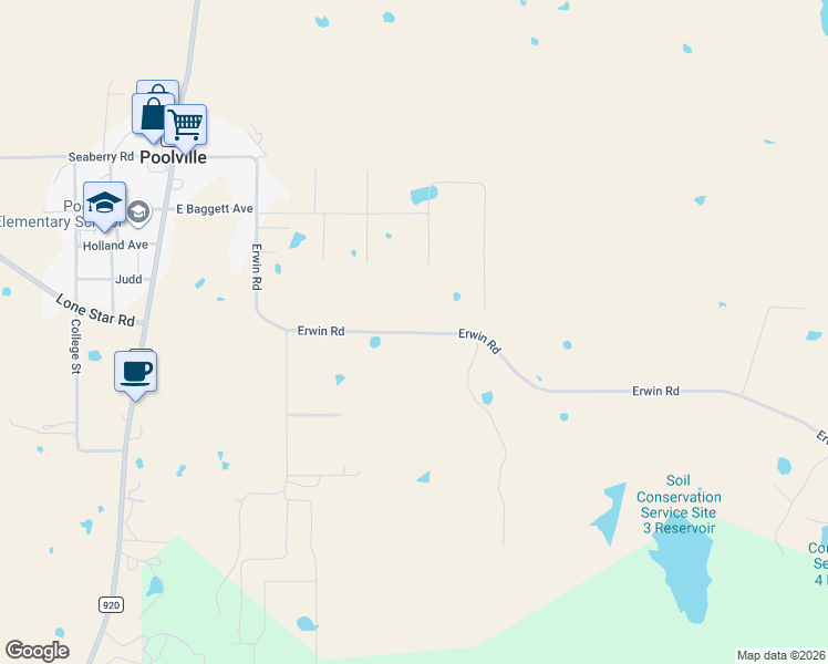 map of restaurants, bars, coffee shops, grocery stores, and more near 949 Erwin Road in Poolville