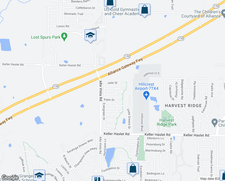 map of restaurants, bars, coffee shops, grocery stores, and more near 3724 Sapphire Street in Fort Worth