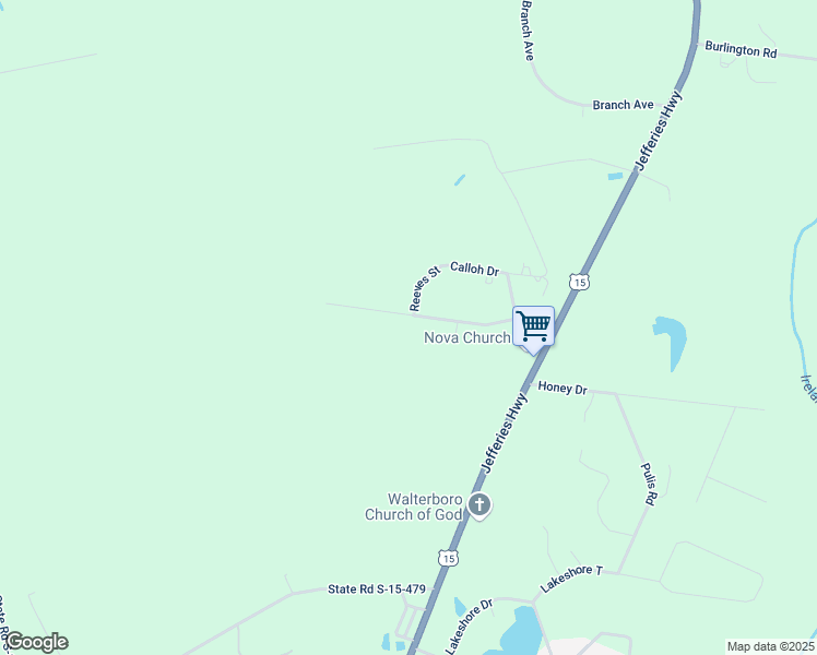 map of restaurants, bars, coffee shops, grocery stores, and more near 347 Lafayette Lane in Walterboro
