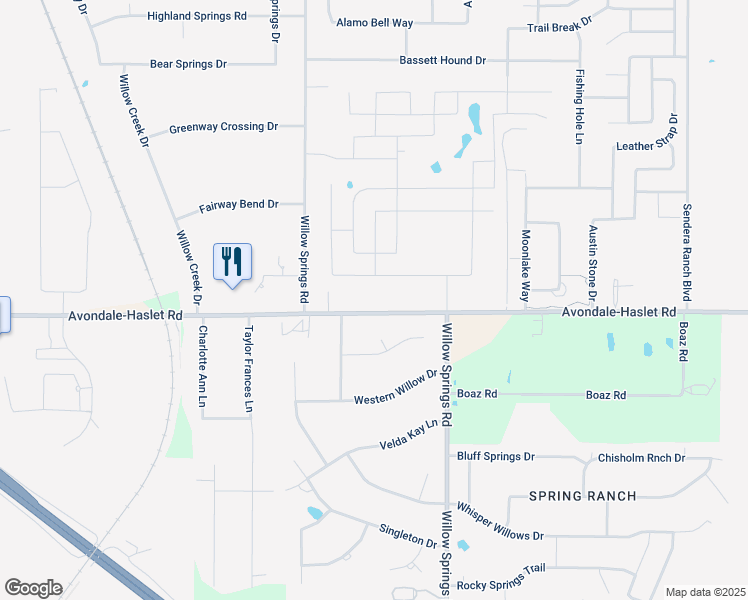 map of restaurants, bars, coffee shops, grocery stores, and more near 1714 Avondale Haslet Road in Haslet