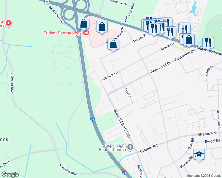 map of restaurants, bars, coffee shops, grocery stores, and more near 9022 State Road S-10-1224 in Charleston