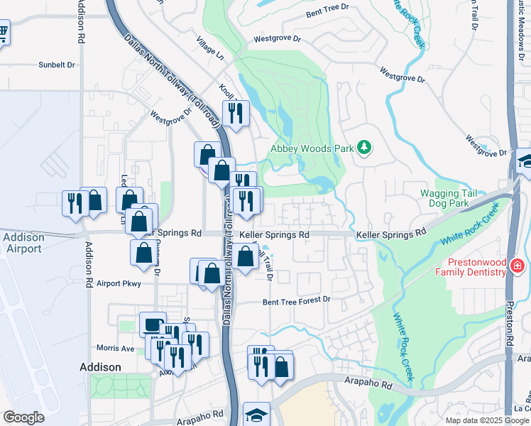 map of restaurants, bars, coffee shops, grocery stores, and more near in Dallas