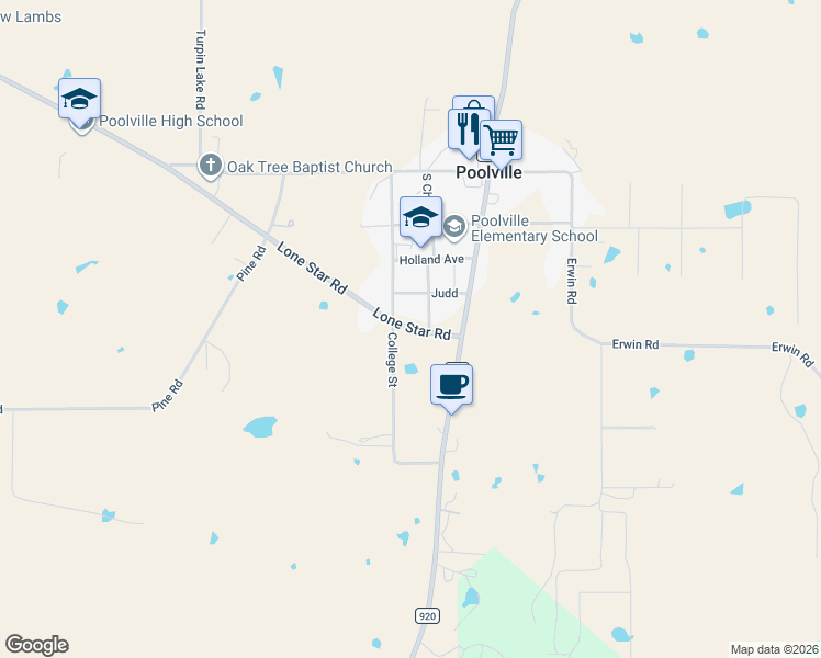map of restaurants, bars, coffee shops, grocery stores, and more near 2024 Antler Loop in Poolville