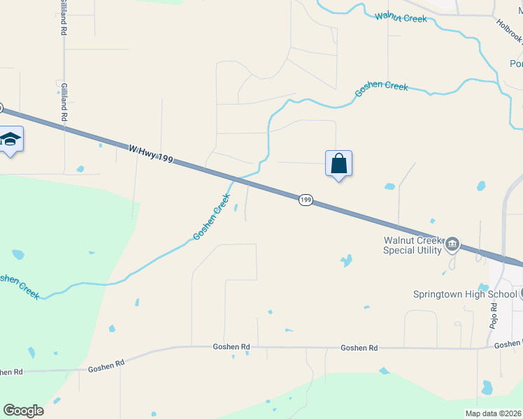 map of restaurants, bars, coffee shops, grocery stores, and more near 1825 West Highway 199 in Springtown