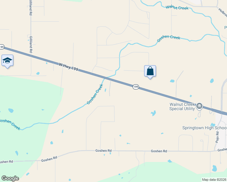 map of restaurants, bars, coffee shops, grocery stores, and more near 1825 West Highway 199 in Springtown