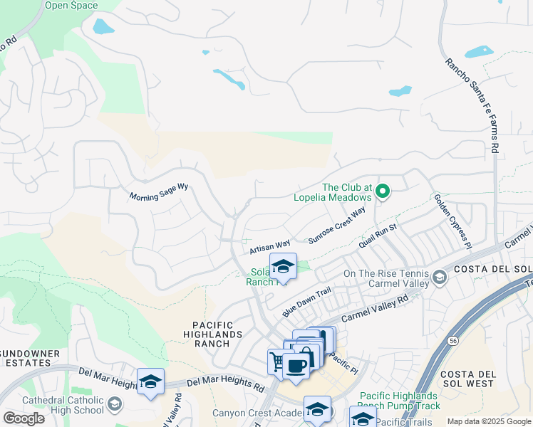 map of restaurants, bars, coffee shops, grocery stores, and more near Seafaring Way in San Diego