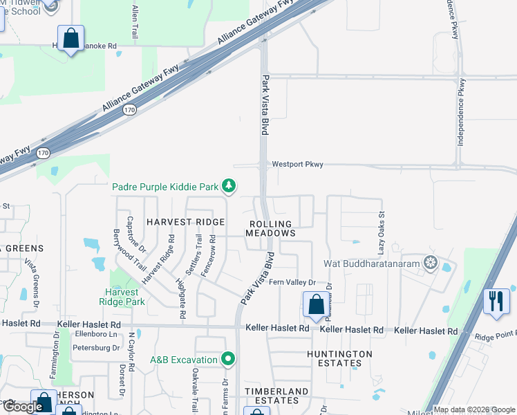 map of restaurants, bars, coffee shops, grocery stores, and more near 13260 Fiddlers Tr in Fort Worth