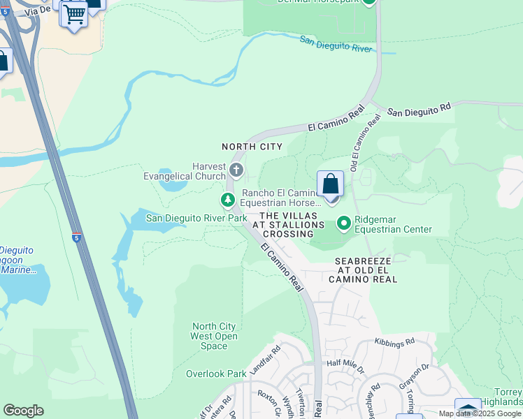 map of restaurants, bars, coffee shops, grocery stores, and more near 13777 Rosecroft Way in San Diego