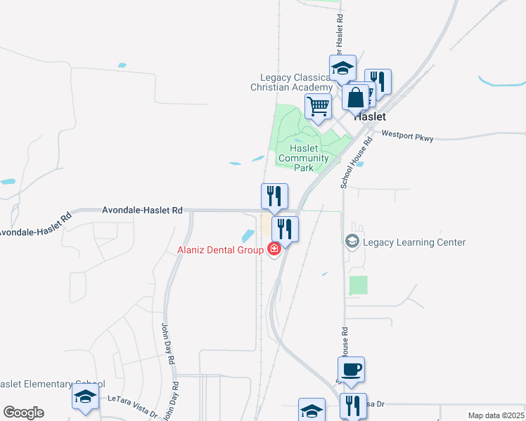 map of restaurants, bars, coffee shops, grocery stores, and more near 287 Avondale-Haslet Road in Haslet