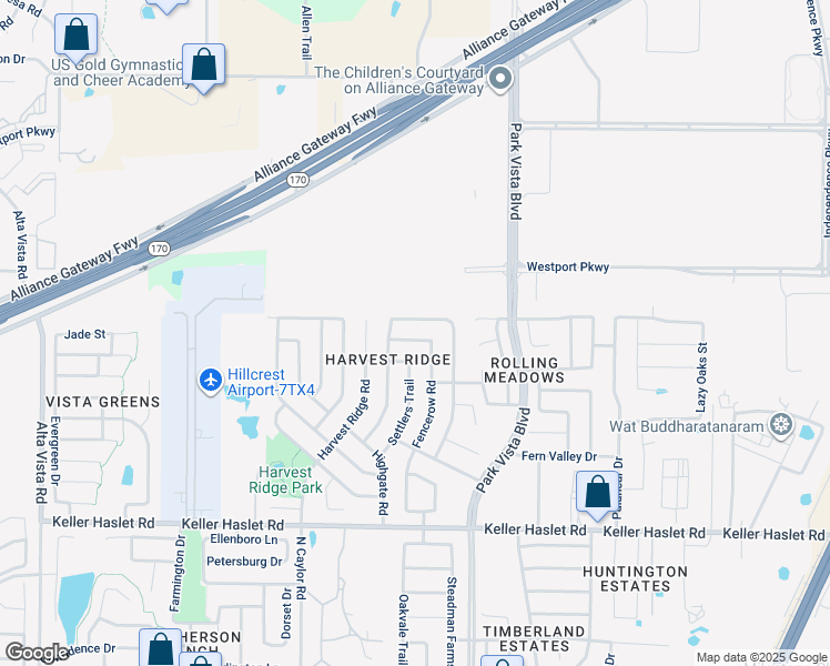 map of restaurants, bars, coffee shops, grocery stores, and more near 13256 Fencerow Road in Fort Worth