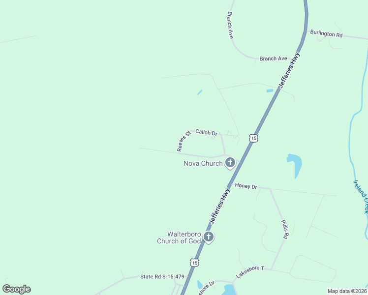 map of restaurants, bars, coffee shops, grocery stores, and more near 264 Lafayette Lane in Walterboro