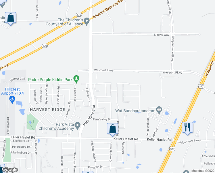 map of restaurants, bars, coffee shops, grocery stores, and more near 13232 Alyssum Drive in Fort Worth