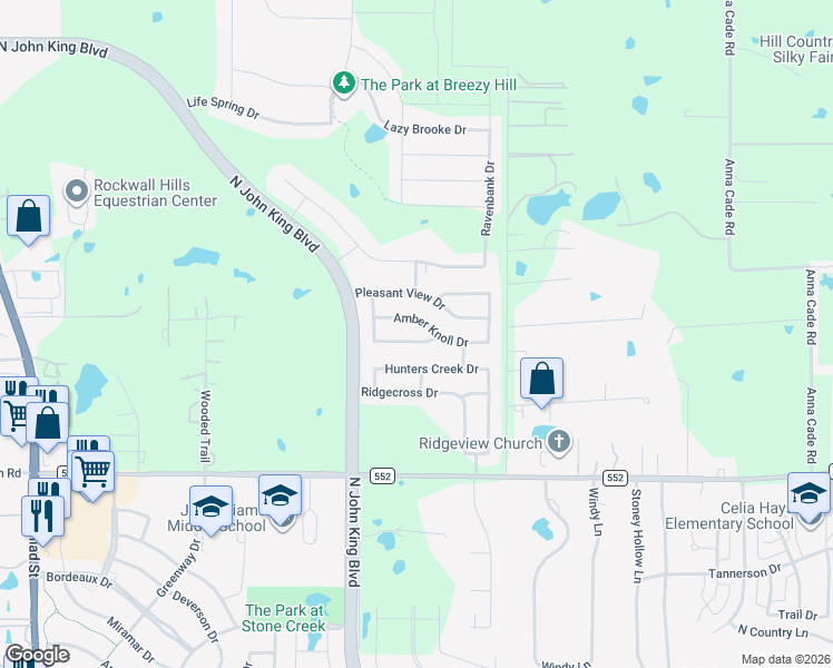 map of restaurants, bars, coffee shops, grocery stores, and more near 930 Colby Bluff Drive in Rockwall