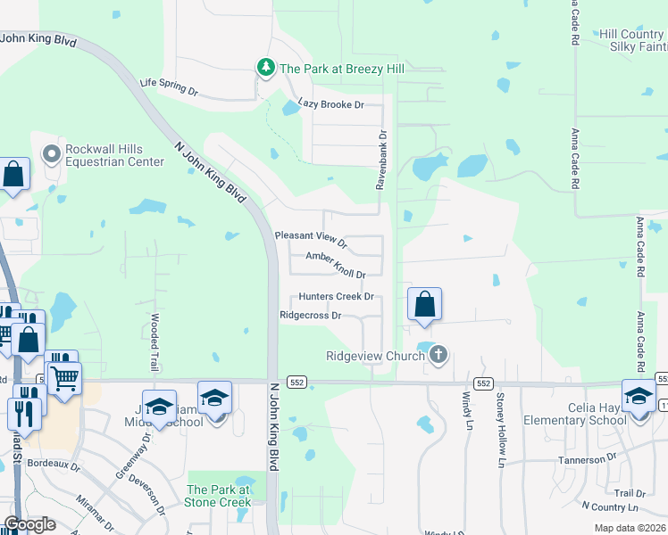 map of restaurants, bars, coffee shops, grocery stores, and more near 930 Colby Bluff Drive in Rockwall