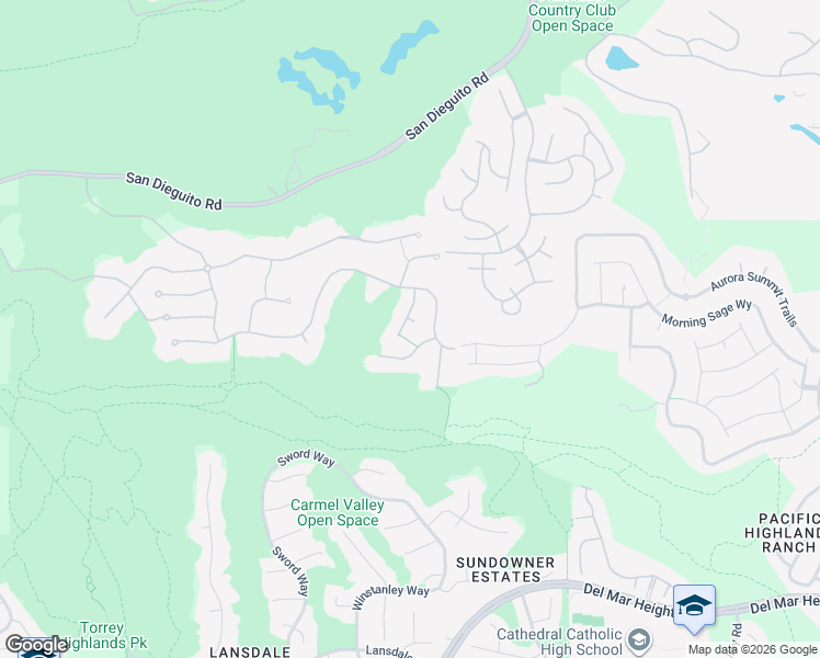 map of restaurants, bars, coffee shops, grocery stores, and more near 5111 Rancho Madera Bend in San Diego
