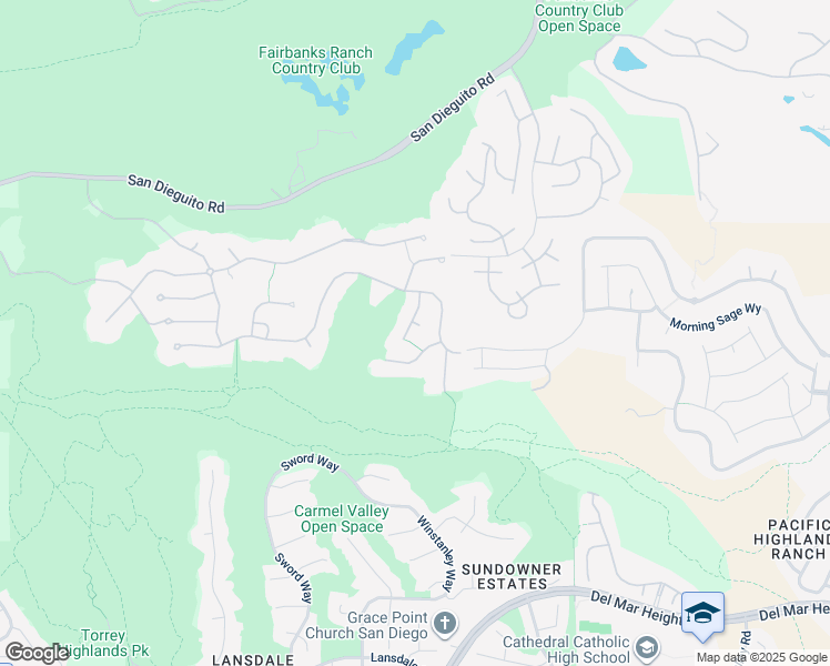 map of restaurants, bars, coffee shops, grocery stores, and more near 5111 Rancho Madera Bend in San Diego