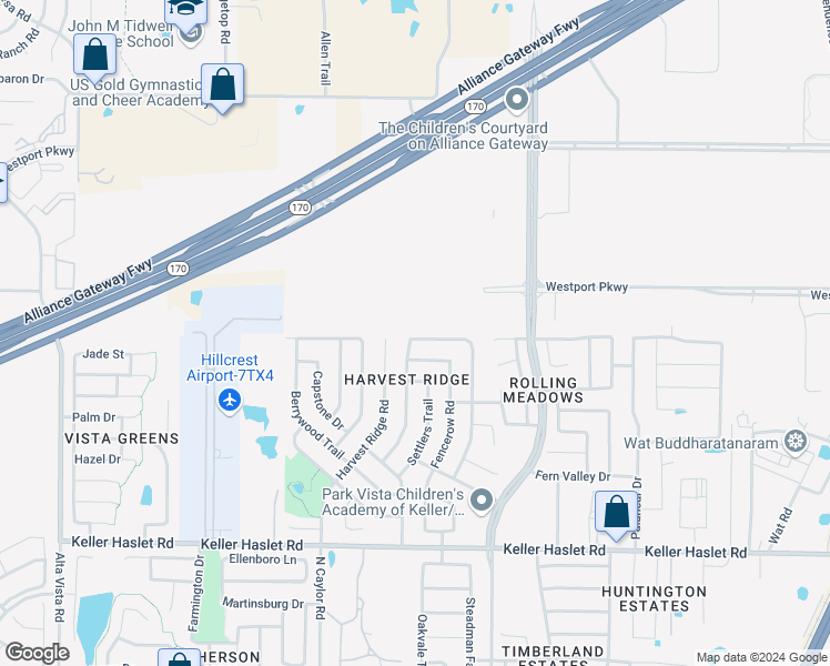 map of restaurants, bars, coffee shops, grocery stores, and more near 13276 Fencerow Road in Fort Worth