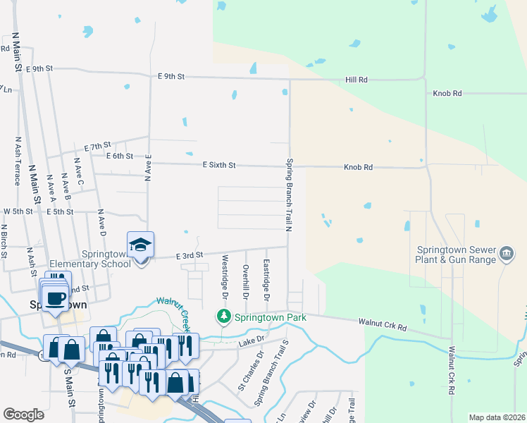 map of restaurants, bars, coffee shops, grocery stores, and more near 905 East 3rd Street in Springtown