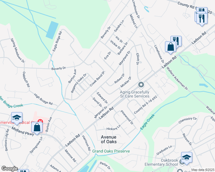 map of restaurants, bars, coffee shops, grocery stores, and more near 106 Robert Drive in Ladson