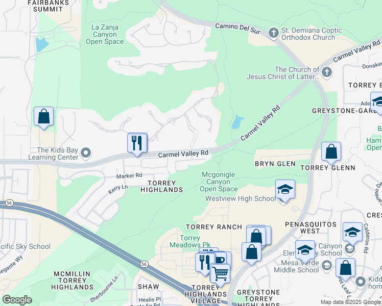 map of restaurants, bars, coffee shops, grocery stores, and more near Chadamy Way in San Diego