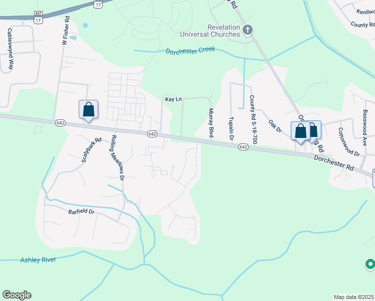 map of restaurants, bars, coffee shops, grocery stores, and more near 108 Elliott Creek Lane in Summerville