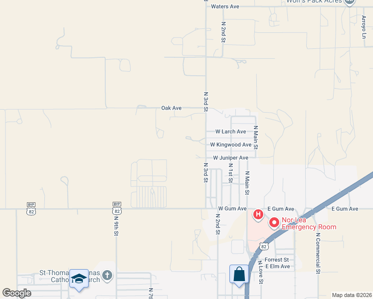 map of restaurants, bars, coffee shops, grocery stores, and more near 2105 North 3rd Street in Lovington