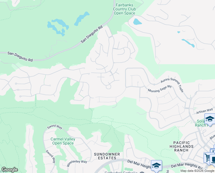 map of restaurants, bars, coffee shops, grocery stores, and more near 14014 Calle Cardenas in San Diego