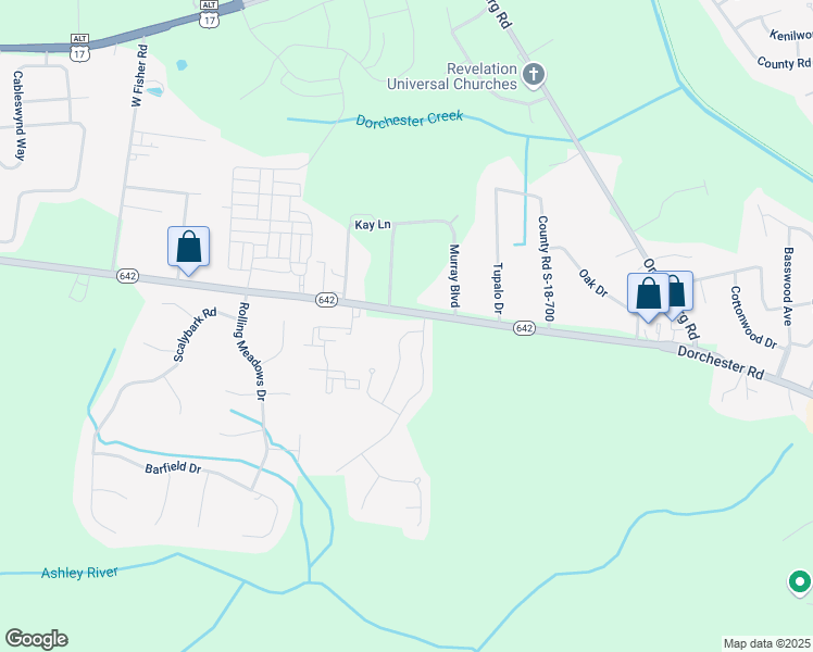 map of restaurants, bars, coffee shops, grocery stores, and more near 108 Elliott Creek Lane in Summerville