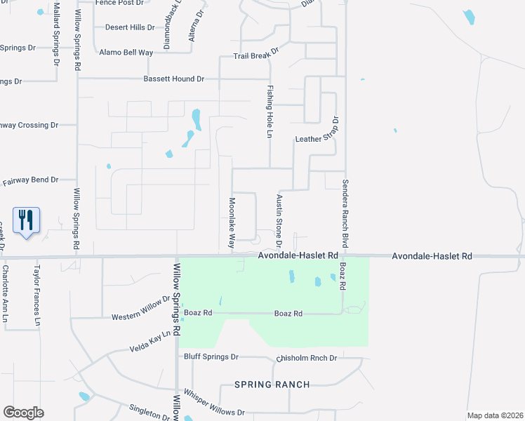 map of restaurants, bars, coffee shops, grocery stores, and more near 13309 Austin Stone Drive in Haslet